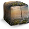 Sablio Taburet Cube Paríž Eiffelova veža Skyline: 40x40x40 cm