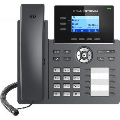 Grandstream GRP2604P SIP telefón, 2,48" LCD podsv. displej, 6 SIP účty, 10BLF hr., 2x1Gbit porty, PoE GRP2604P