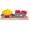 Bigjigs Rail Červený traktor s vlečkou