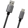 Dátový kábel MobilNET USB-C 2A 1m Sivý metalický