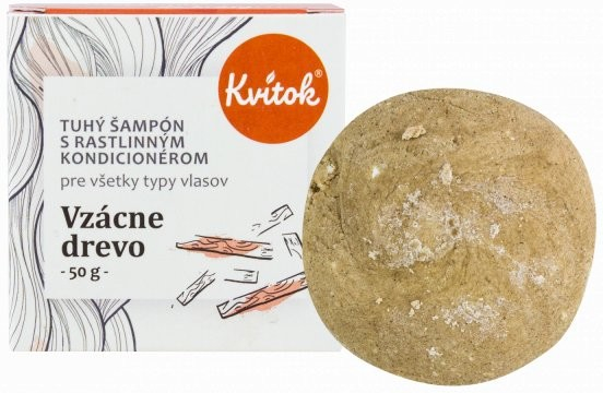 Kvitok Tuhý šampón s kondicionérom na tmavé vlasy Vzácne drevo 50 g