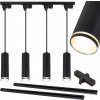 Sada koľajnicového osvetlenia 4x GU10 lampa lišta 2m ČIERNA závesná TUBA LED