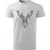 Geometria - Veľký jeleň - Klasické pánske tričko vyššej gramáže - XS ( Svetlosivý melír )