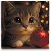Vymalujsisam.sk Diamantové maľovanie - Vianočná mačka Veľkosť: 50x50cm, Rám: Na plastovej doske, Diamanty: Hranaté