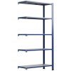 Majster Regál Bezskrutkový kovový regál prídavný modul 250x80x30cm T profil, 5 políc, Modrá/Zinok