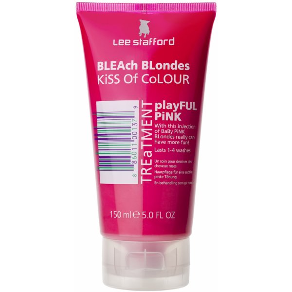 Vlasová regenerácia Lee Stafford Bleach Blondes Kiss of Colourful Pink ružová starostlivosť pre blondínky 150 ml