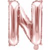 PartyDeco Fóliový balón Mini - Písmeno N 35 cm ružovo-zlatý