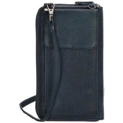Beagles Tmavomodrá kožená kabelka na mobil + peňaženka 2v1 Dayana