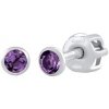 Stříbrné náušnice Jenis s přírodním Ametystem 2,5 mm