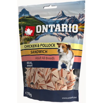 Ontario Natural Meat Dog Snack Chicken Jerky Sandwich 70 g