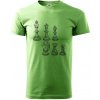 Šachové figúrky kreslené - Klasické pánske tričko vyššej gramáže - M ( Trávová zelená )