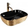Rea BELINDA GOLD BRUSH/BLACK UMÝVADLO NA DOSKU, čierno-zlaté keramické REA-U8780