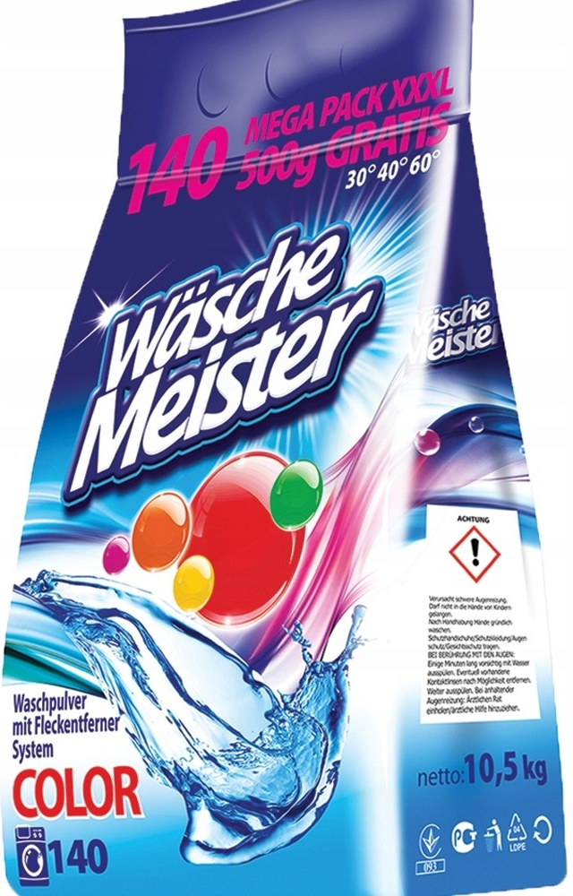 Wasche Meister Color prášok na pranie farebného prádla fólia 10,5 kg 140 PD