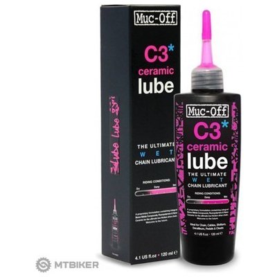 Muc-Off C3 Ceramic Wet Lube mazivo na reťaz, 120 ml, kvapadlo