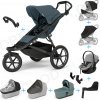 Set 10v1 Thule Urban Glide 3 Dark Slate s magnetickou sponou + madlo + vanička Mid blue + pláštenky a moskytiéry Thule + Autosedačka Thule Maple Light Gray s ISOFIX základňou Thule Alfi a adaptérmi