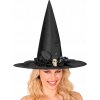 KLOBÚK ČARODEJNICE S LEBKOU A KVETMI 45 CM ČIERNY HALLOWEEN