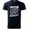 1975 v kocke klasické pánske tričko tmavomodrá