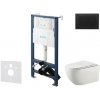 kielle Genesis New - Set predstenovej inštalácie, klozetu Gaia, Rimless, dosky softclose a tlačidla Gemini New III, matná čierna 30528SS18