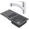 Drezový set Grohe 6/C - Granitový drez 960x480 mm 1,5-sektora s odkvapkávacou plochou, sivá + Drezová batéria Grohe Eurosmart
