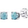 Silvego Strieborné náušnice kôstky s pravým prírodným Larimarom JJJLRD6ELR