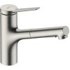 Drezová batéria Hansgrohe Zesis s vyťahovacou spŕškou, 2 prúdy nerez 74800800