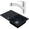 Drezový set Grohe 5/O - Granitový drez s odkvapkávacou plochou 780x480 mm, tmavý grafit matný + Drezová batéria Grohe Eurosmart