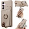 Peňaženkové kožené puzdro Litchi Leather Oil Edge na Galaxy A55 5G - Biela