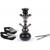 Vodná fajka - SHISHA čierna 26cm/2 inhalačné hadičky (Vodná fajka – SHISHA čierna o výške 26cm, 2× 100cm dlhými hadičkami vo farbe fajky na inhalovanie.)