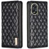 Peňaženkové kožené puzdro Diamond Lattice na Oppo A38 - Čierna