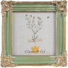 Clayre & Eef Zeleno - zlatý fotorámik s kvetinovým motívom - 13*2*13 cm / 10*10 cm - Clayre & Eef