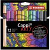 Vláknový fix s krúžkom na vrchnáčik - STABILO Cappi -ARTY- 12 ks balenie