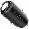 Adaptér do auta FIXED s výstupom 2xUSB-C Mini + podpora PD 30 W čierny