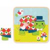 Janod drevené 3-vrtsvové puzzle Rodinka korytnačiek 9 dielov 07012
