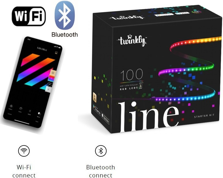 LED pás svietiaci programovateľný nalepovací 1,5m Twinkly Line 100 ks RGB BT Wi-Fi