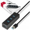 AXAGON HUE-S2BL, 4x USB 3.0 CHARGING hub, micro USB nap. konektor, kábel USB-A 1.2m