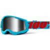 Motokrosové okuliare 100% Strata 2 Mirror Summit tyrkysovo-červená, zrkadlové strieborné plexi