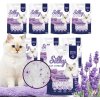 Silikónová podstielka pre mačky bez prachu SILKY Lavender 3,8 l, sada 8 ks