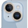 AppleKing tvrdené sklá posádzané kamienkami na ochranu šošoviek zadného fotoaparátu pre iPhone 14 / 14 Plus - zlatá - možnosť vrátiť tovar ZADARMO do 30tich dní