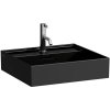 LAUFEN Kartell závesné umývadlo s otvorom, s prepadom, 500 x 460 mm, lesklá čierna, H8163320201041