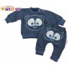 Tepláková súprava Baby Nellys - MEDVEDÍK - modrý melír, veľ. 80, 80 (9-12m)