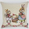 Gobelínový obliečka na vankúš ZAJAČCI S RUŽAMI béžová 45 x 45 cm