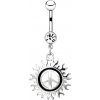 Šperky eshop - Oceľový piercing do pupku - symbol mieru s motívom slnka AA19.15