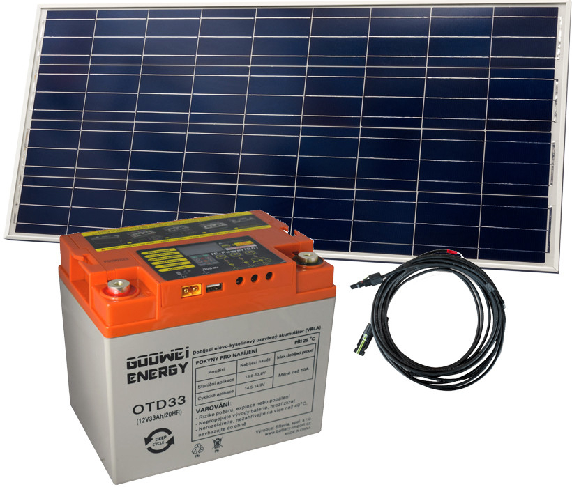 Goowei Energy OTD33 33Ah 12V a solárny panel Victron Energy 115Wp/12V