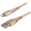 Logo USB kábel (2.0), USB A samec - Apple Lightning samec, 1m, MFi certifikácia, 5V/2,4A, zlatý, box, nylonové opletenie, hliníkový