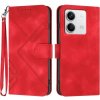 Peňaženkové kožené puzdro Line Pattern na Xiaomi Redmi Note 13 4G - Červená