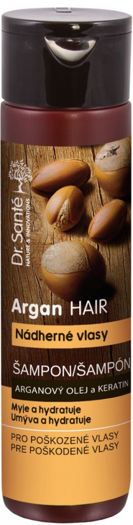 Dr. Santé Argan hydratačný šampón pre poškodené vlasy Argan Oil and Keratin Cleanses and Moisturizes 250 ml