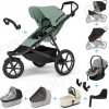 Set 10v1 Thule Urban Glide 3 Mist green s magnetickou sponou + madlo + vanička Soft beige + pláštenky a moskytiéry Thule + Autosedačka Thule Maple Light Gray s ISOFIX základňou Thule Alfi a adaptérmi