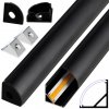 Hliníkový profil pre LED pásik 8 a 10 mm, rohový, šikmý, čierny, sada 2m