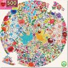 EEBOO Okrúhle puzzle Modrý a žltý vtáčik 500 dielikov