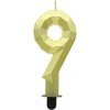 Dortisimo Tortové sviečky -metalická zlatá 9 (7,6cm)